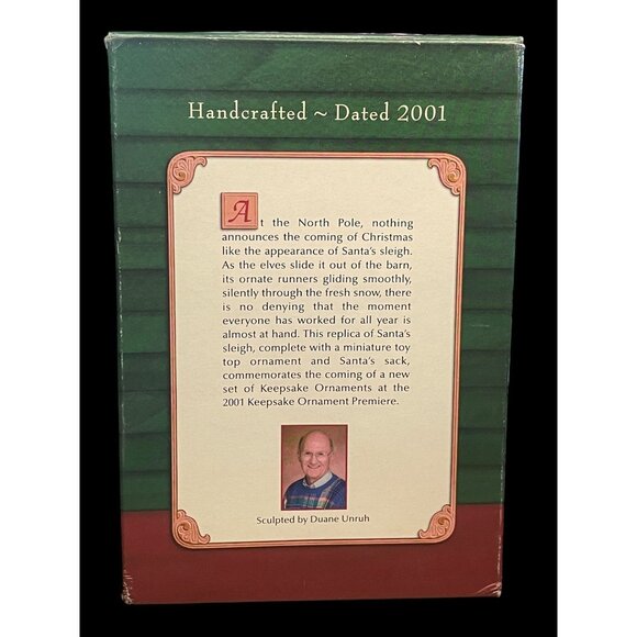 2001 Hallmark Keepsake Christmas Ornament Santa's Sleigh Set of 2 Vintage Top - Picture 6 of 7